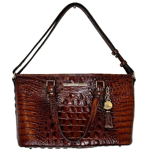 Brahmin Mini Asher Satchel in Pecan Melbourne Purse Handbag Brown - Picture 1 of 10